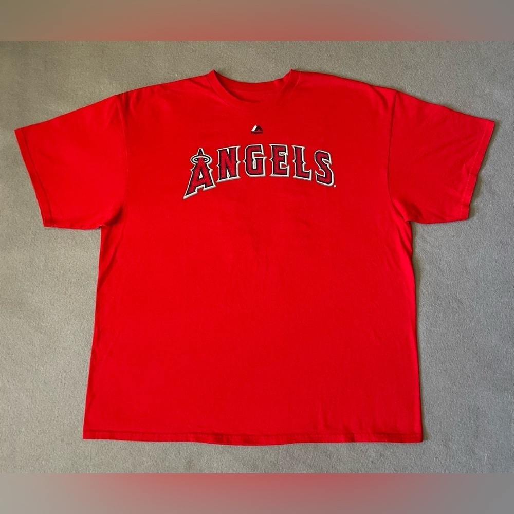 Majestic MLB Angels Ohtani #17 Red Size 2XL Short Sleeve Cotton